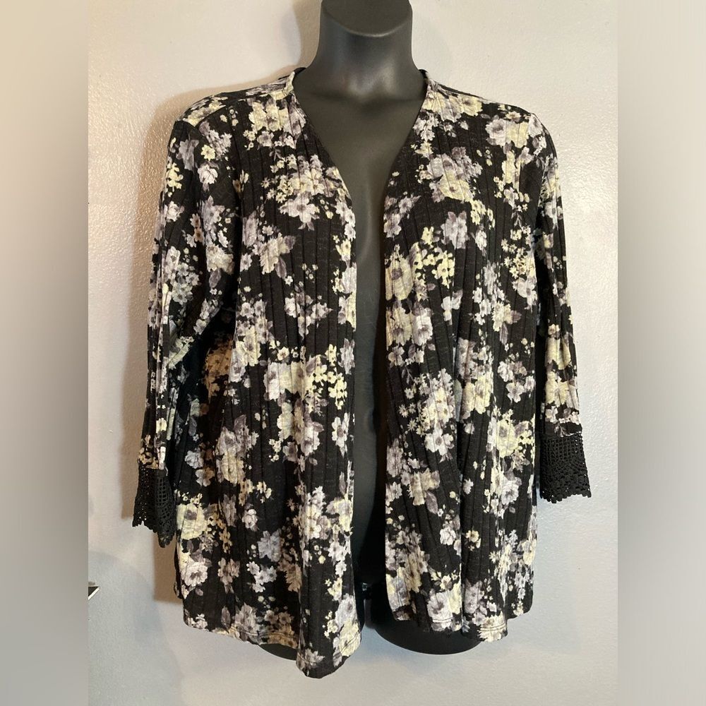 Maurice’s black floral lace cardigan